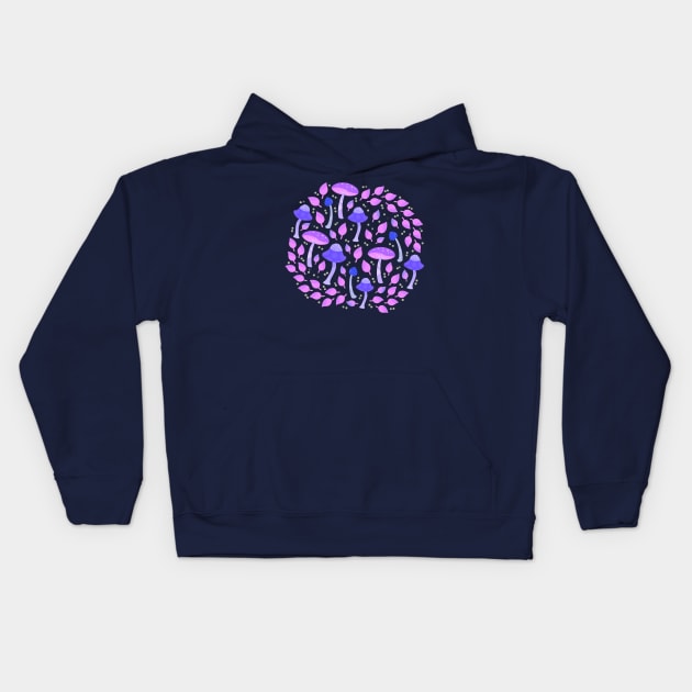 Violet purple mushrooms Kids Hoodie by Valeria Frustaci 